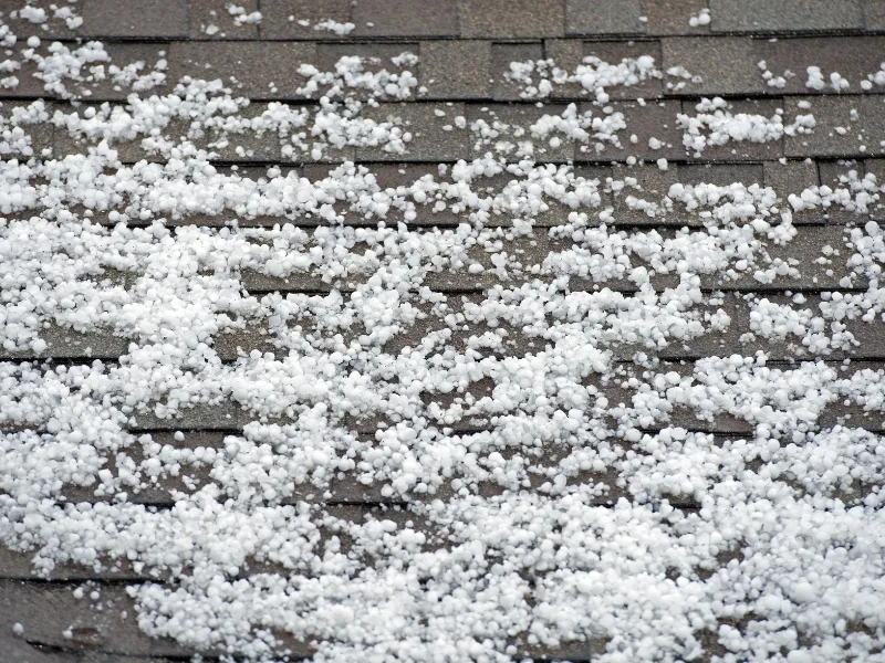 Roof inspector documenting hail damage on a Bell County home
